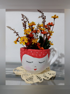 Vaso de barro em formato de xícara para plantas tam: (g)