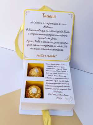 Caixa convite padrinhos batizado - com 6 bis