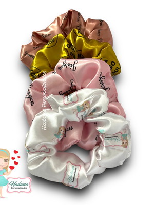 Scrunchie xuxinha cetim c/ logomarca da sua marca