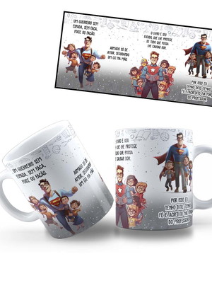 Caneca dia dos professores poema um guerreiro sem espada