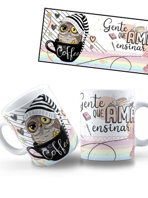 Caneca gente que ama ensinar corujinha dia dos professores
