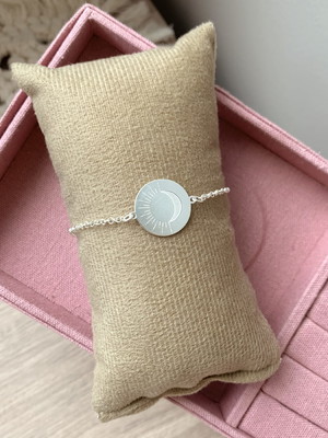 Pulseira prata 925 medalha sol e lua
