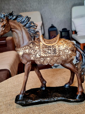 Estatua cavalo hipismo escultura 27cm decoração premium!