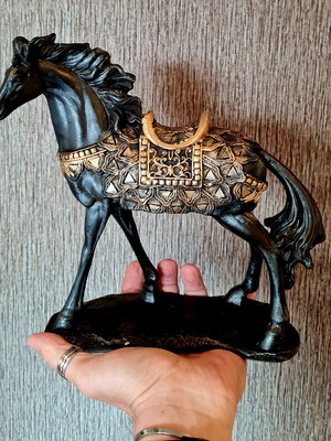 Estatua cavalo hipismo escultura 27cm decoração premium!