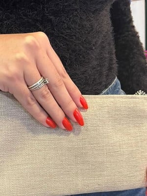 Bolsa de mão necessaire em tecido linho com argola