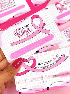 Card com mini lixa ou escovinha - outubro rosa