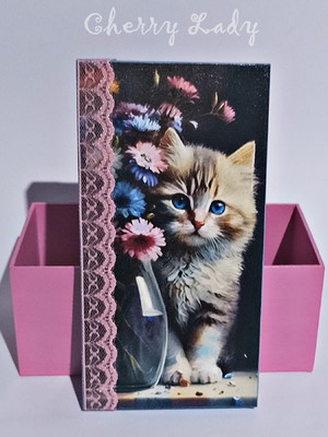 Caixa de mdf gatinho rosa