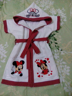 Roupão infantil menina bordado 7 a 10 anos minnie
