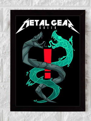Metal gear, gamer, nerd, geek, quadro com moldura 33x24cm