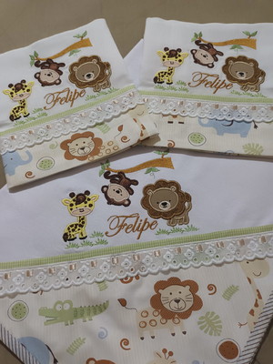 Kit fraldas e cueiro personalizada safari