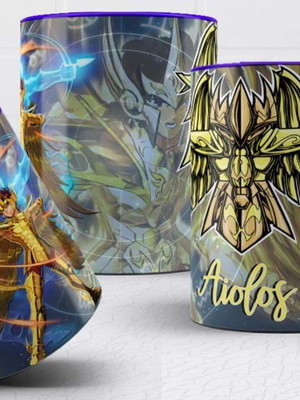Caneca porcelana aiolos de sagitário cavaleiros do zodíaco