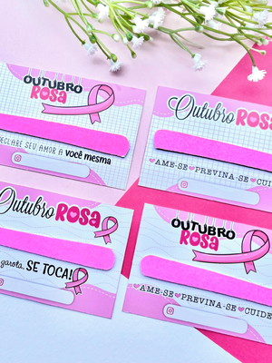 Mini lixa com card - outubro rosa - mimos para clientes