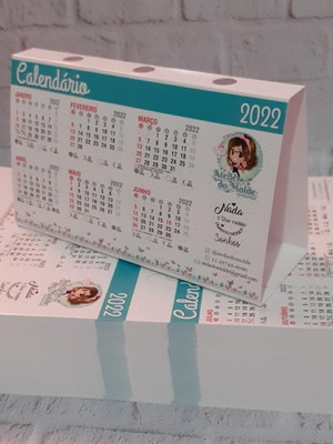 Calendário de mesa personalizado 2024 com porta caneta