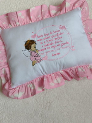 Almofada bordada para bebê santo anjo