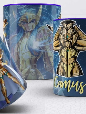 Caneca porcelana cavaleiros do zodíaco camus de aquário
