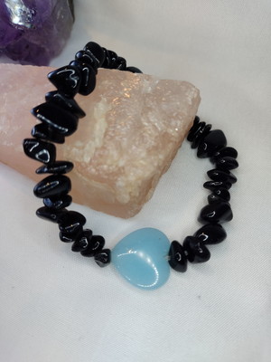 Pulseira em onix e jade azul