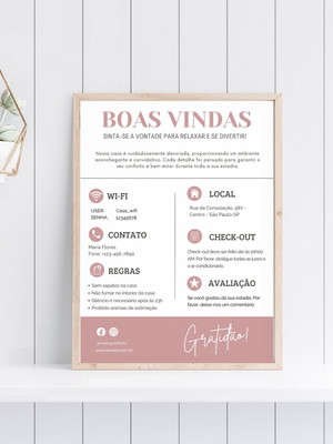 Template editável de boas-vindas airbnb, hospedagem