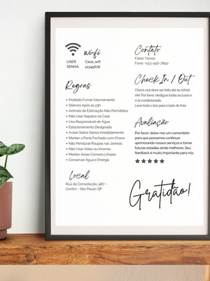 Cartaz de boas vindas airbnb, hospedagem temporada