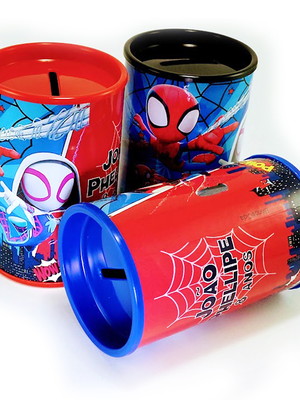 Cofrinho homem aranha tema aranhaverso