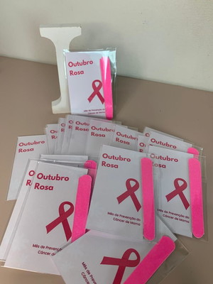 20 mini lixa de unha com cartão outubro rosa