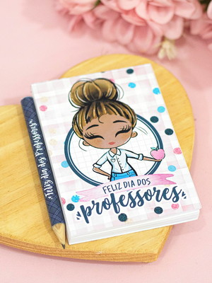 Bloquinho mais lapis personalizados tema professor querido
