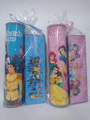 Kit pega vareta e domino personalizado princesas e principes