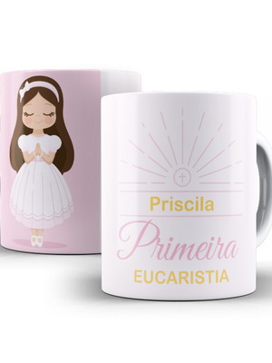 Caneca personalizada primeira eucaristia com nome