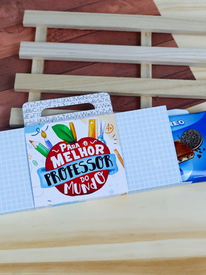 Caixa barra de chocolate dia dos professores
