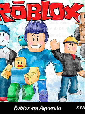Kit digital clipart roblox em aquarela - 8 pngs