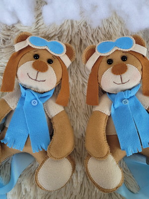 Kit com 2 prendedores de cortina: urso aviador