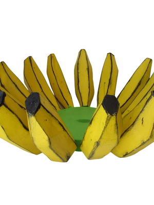 Fruteira redonda madeira artesanal decorativa banana mesa