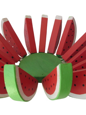 Fruteira redonda madeira rústica artesanal melancia cozinha