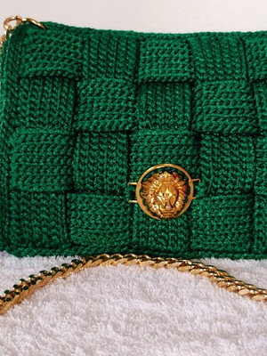Bolsa crush croche verde-bandeira