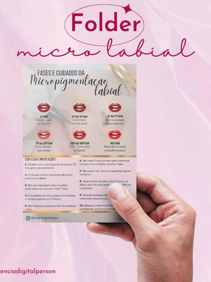 Fases e cuidados com a micropigmentação labial - folder