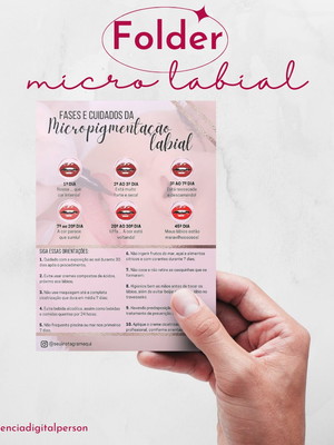 Fases e cuidados com a micropigmentação labial - folder