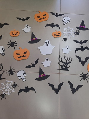 Aplique decoração halloween kit com 40 figuras em eva