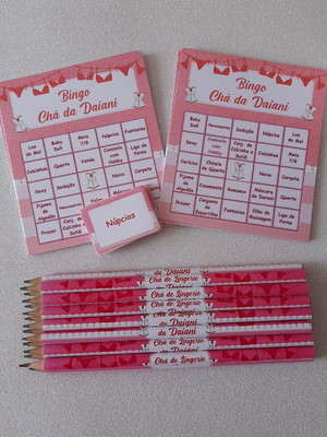 Cartela de bingo + lápis cha de lingerie