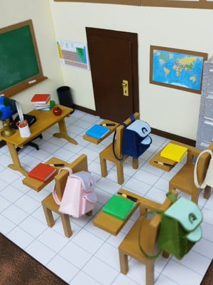Quadro cenário miniatura sala de aula - escola