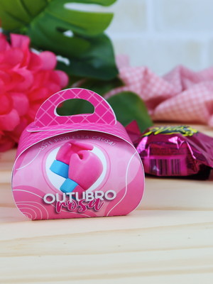 Caixinha com bombom- outubro rosa