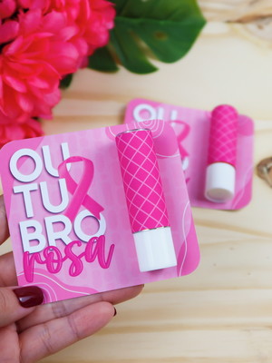 Card com hidratante labial(batom de cacau)- outubro rosa