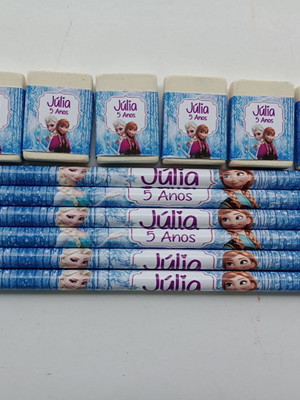 Kit lápis com borracha personalizada frozen