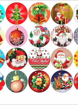 20 imagens de natal 4,8cm redondo em papel arroz - recortada