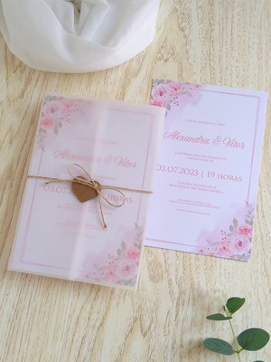 Convite de casamento rústico floral