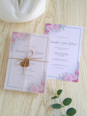 Convite de casamento rústico floral