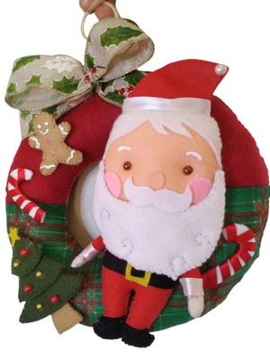 Guirlanda de natal papai noel 27x27cm