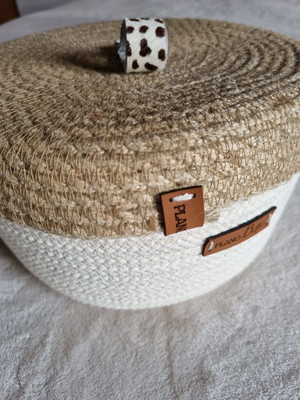 Cesto algodão com tampa sisal