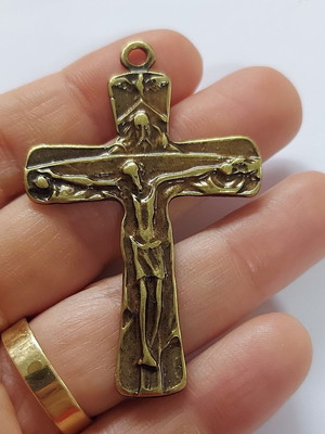 5 crucifixos da santíssima trindade grande em ouro velho