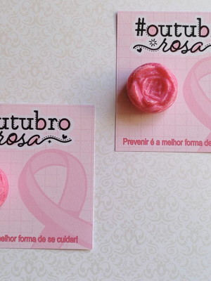 Brinde outubro rosa mini sabonete com card