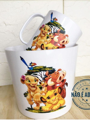 Kit balde e caneca personalizada- rei leão
