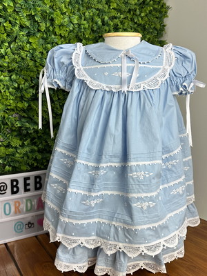 Vestido infantil de festa bordado a mão e renascença 1 ano